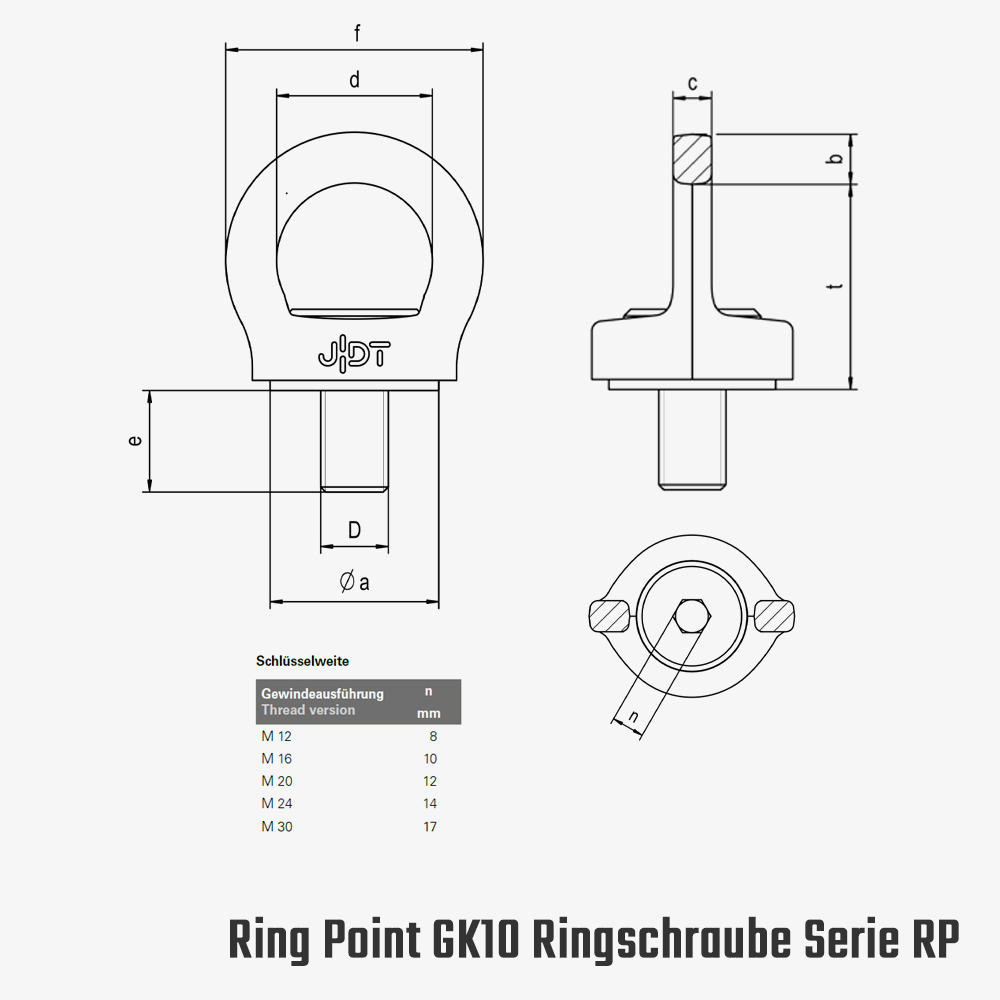 Technisches Bild für tigerhebezeuge-ring-point-GK10-ringschraube-werkzeuglos-serie-RP-zeichnung