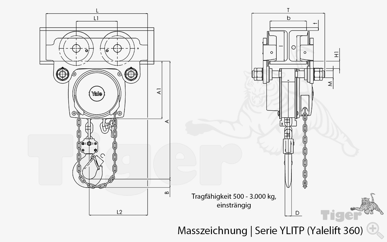 Technisches Bild für stirnradflaschenzug-rollfahrwerk-yale-ylitp-500kgbis-3000kg