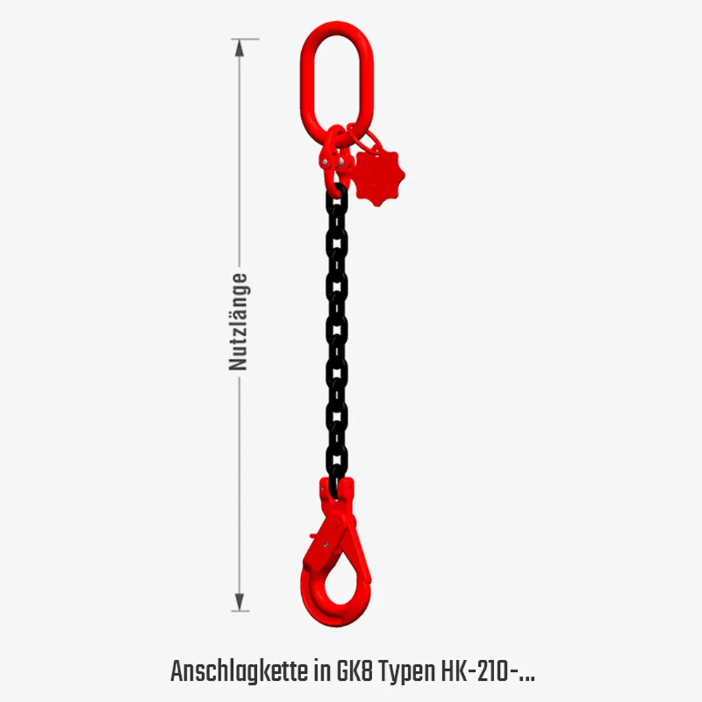 Kettengehänge in GK8 mit Self-Lock-Haken, Ein- oder Mehrstrang, mit oder ohne Verkürzer