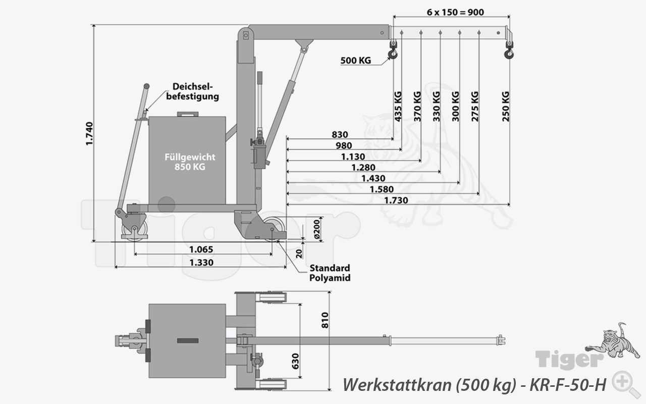 Technisches Bild für werkstattkran-kr-f-500kg-zeichnung