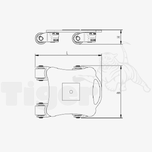 Zum Vergrößern anklicken Technisches Bild für tigerhebezeuge-rotationsfahrwerke-serie-roto-mini-zeichnung-transportfahrwerke