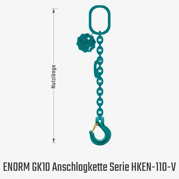 Zum Vergrößern anklicken Technisches Bild für tigerhebezeuge-anschlagketten-kettengehaenge-1-strang-kuerzbar-GK10-ENORM-serie-HKEN-110-V-zeichnung
