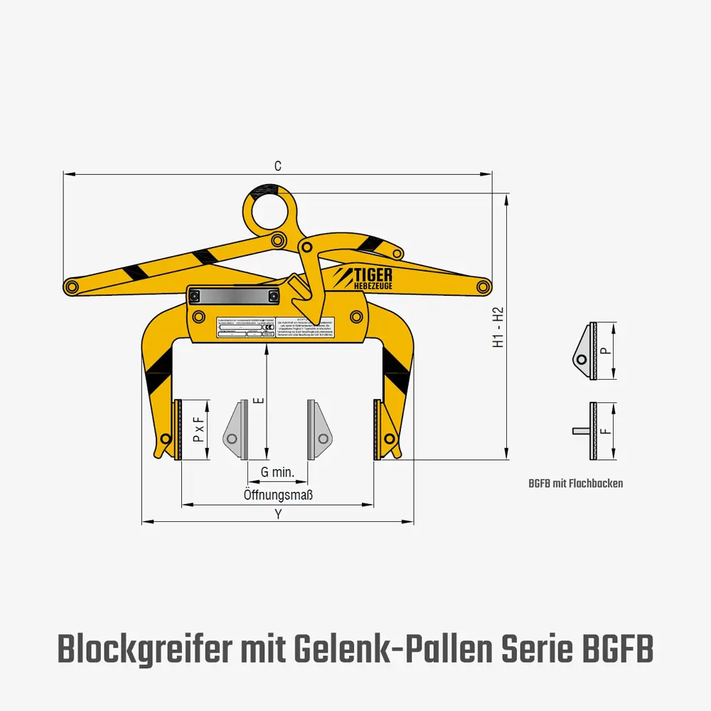 Technisches Bild für tiger-blockgreifer-mit-gelenkigen-pallen-serie-BGFB-zeichnung