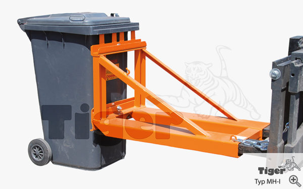 Stapler-Mülltonnen-Heber für Müllgroßbehälter (MGB) zum Transport von 80 - 1100 l Mülltonnen