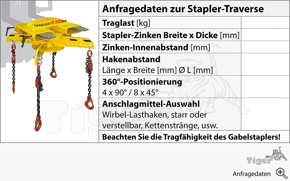 Tiger Sonder-Stapler-Drehtraversen | Drehbare Sonder-Lasttraversen für den Staplerbetrieb