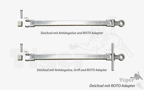 Deichsel für Rotationsfahrwerke Serie Rotoflex und Rotoflex-XL