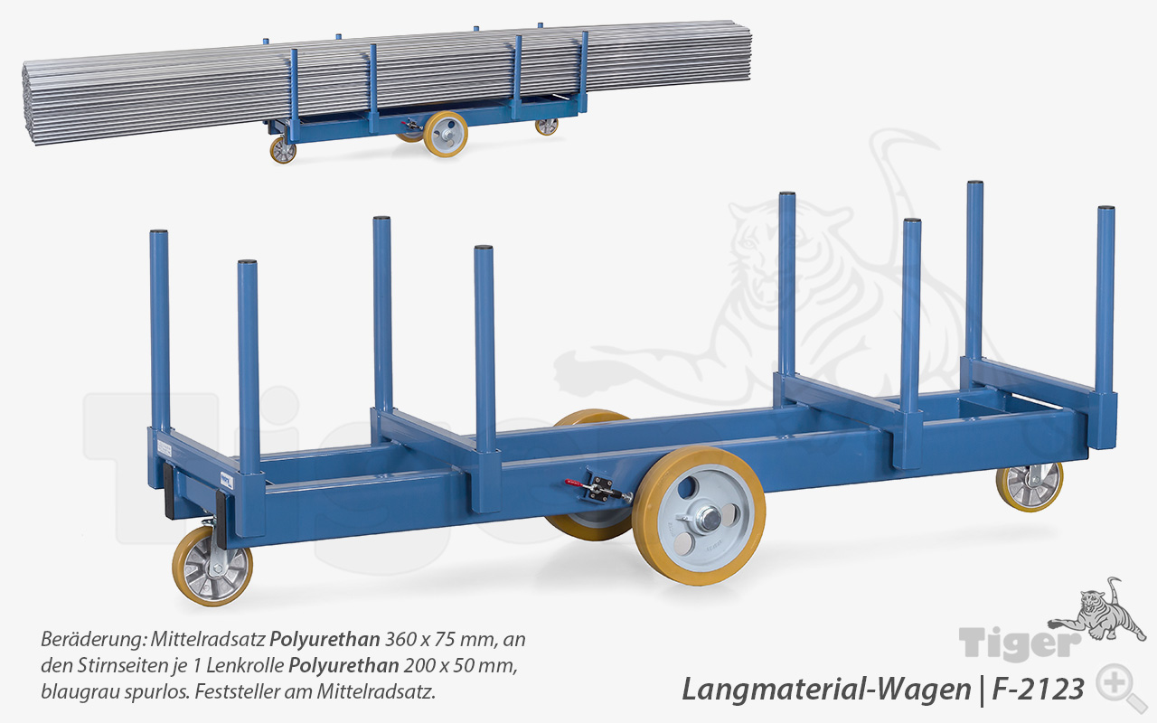 bis 2.500 kg 700 x 2.500 mm Fetra Langmaterial-Wagen Elastic-Vollgummi 