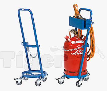 Gasflaschenlifter für Stahlflaschen, verfahrbar mit manueller Hubeinrichtung