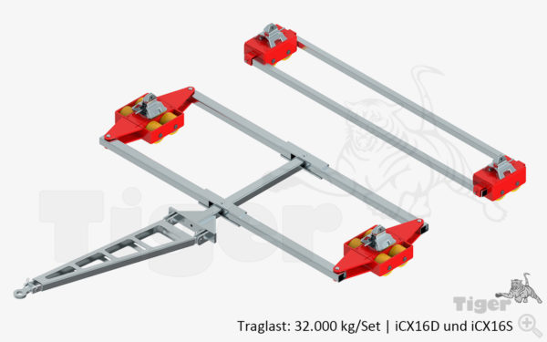 Container-Transportfahrwerke - Schwerlastfahrwerke für ISO-Container TH: 110 + 180 mm