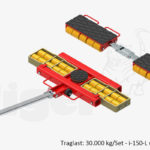 Schwerlast-Transportfahrwerke mit PU-Rollen zur 3-Punkt-Auflage TH: 110 mm
