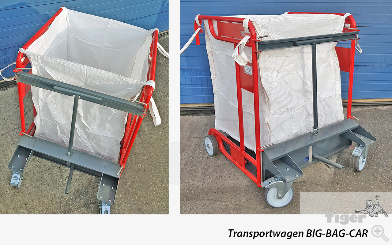 Beladewagen für den rollenden Transport von Big-Bags - BigBag-Wagen mit Vollgummirollen