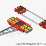 Schwerlast-Transportfahrwerke mit PU-Rollen zur 3-Punkt-Auflage TH: 220 mm