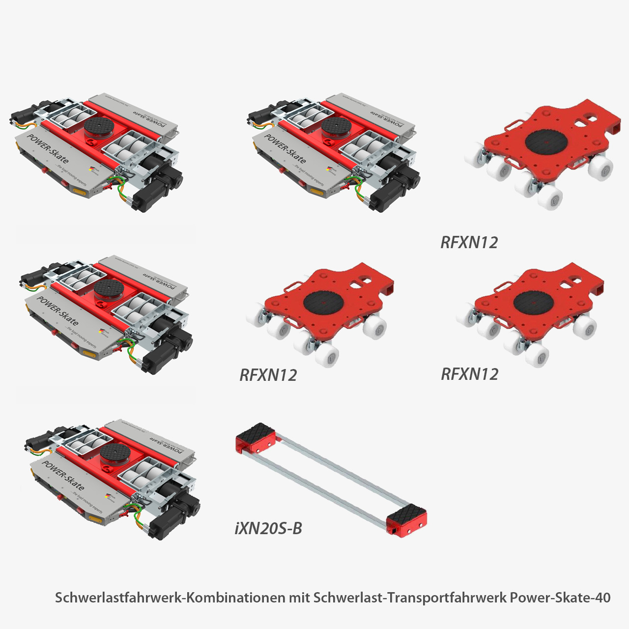 RC Schwerlast-Transportfahrwerk POWER-Skate mit LiFePO4-Akku und 2,4 GHz Funkfernsteuerung