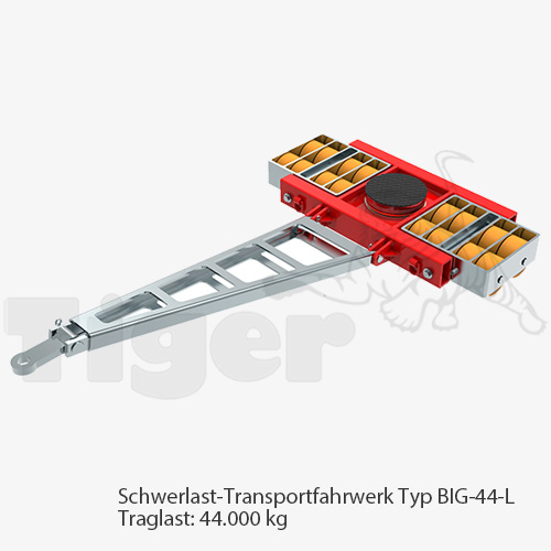 Schwerlast-Transportfahrwerke mit PU-Rollen zur 3-Punkt-Auflage TH: 220 mm