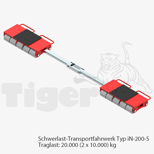 Schwerlast-Transportfahrwerke mit Nylon-Rollen zur 3-Punkt-Auflage TH: 110 mm