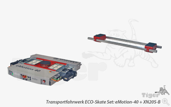 Schwerlast-Transportfahrwerk mit Nylon-Rollen zur 3-Punkt-Auflage TH: 180 mm
