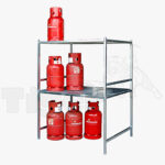 Gasflaschenpalette, verzinkt mit klappbarer Auffahrrampe für 12 Stk. 50 l Stahlflaschen