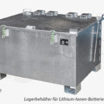Gefahrstoff-Sammelbehälter für Akkus und Batterien, verzinkt zur vorschriftsmäßigen Lagerung von z. B. defekten Lithium-Ionen-Batterien
