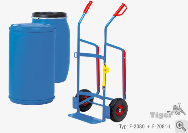 Fasskarren für 120-220 l Kunststoff-Fässer mit Vollgummibereifung oder Luftreifen