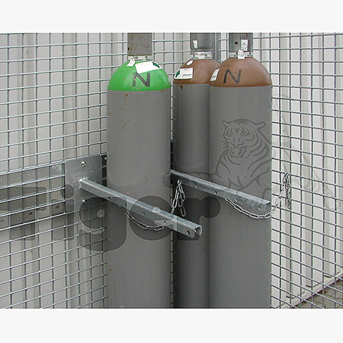 Haltevorrichtung mit Kettensicherung, für Gasflaschen-Container Serie GFC